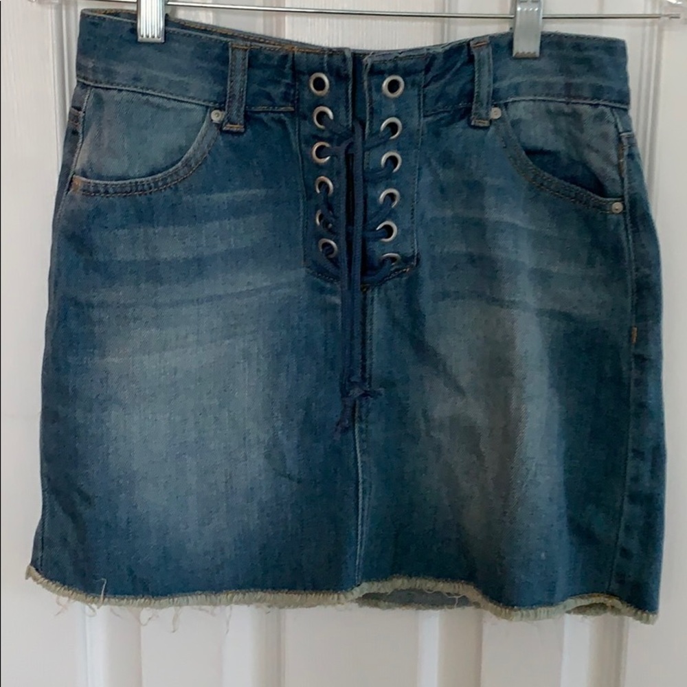 Lace up jean skirt size small